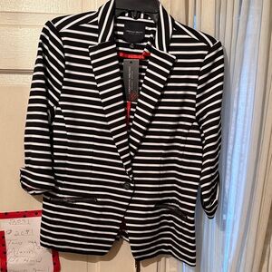 Express Black and White Striped Blazer